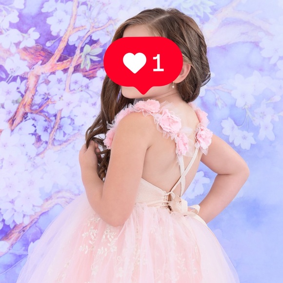 Dollcake Pink Floral Kids Formal Dress - Picture 3 of 4